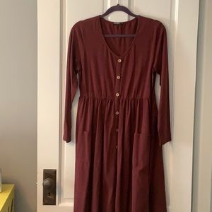 Maroon long sleeved dress